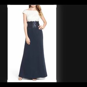 Tadashi color block navy dress size 6